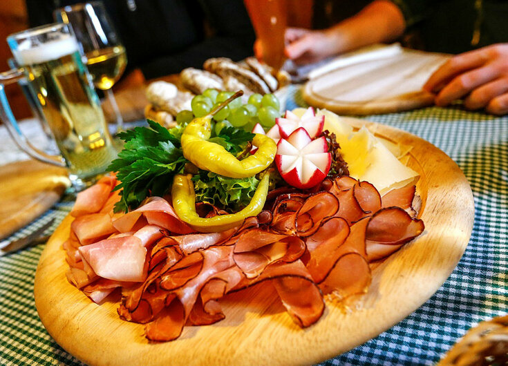 Brettljause Jause auf der Alm