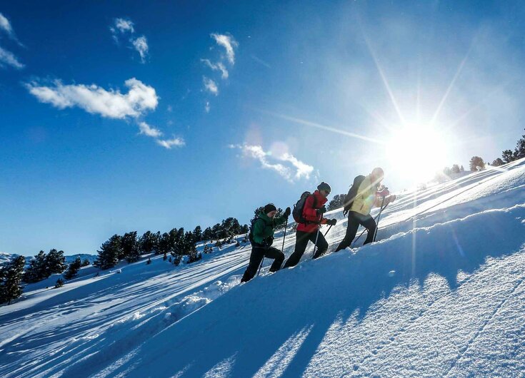 Schneeschuhwandern in Tulfes in Tirol Schneeschuh-Wanderer in Tulfes