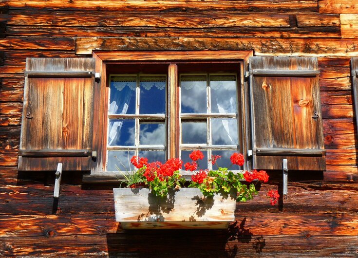 Traditioneller Bauernhof Fenster eines alten Bauernhofs